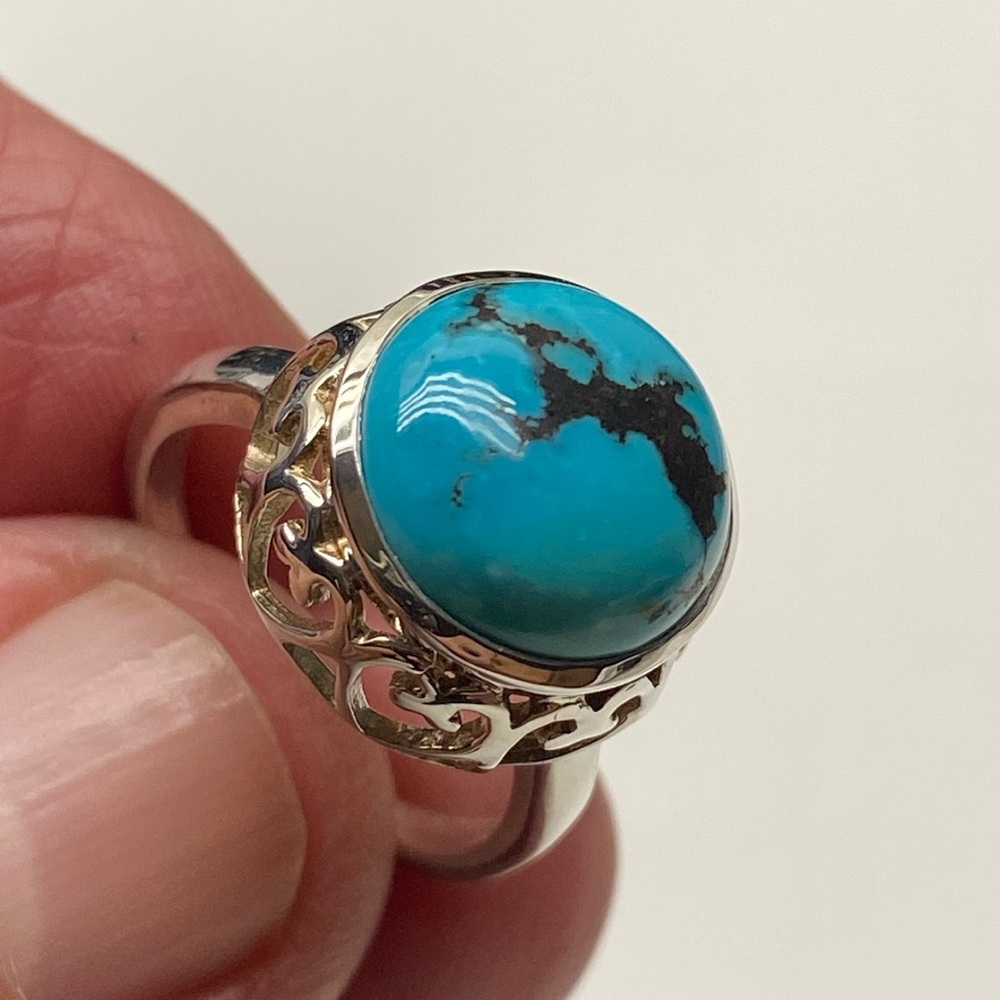🆕 TIBETAN TURQUOISE 🩵🩵🩵RING SIZE 7 IN SOLID STERLING SILVER 925